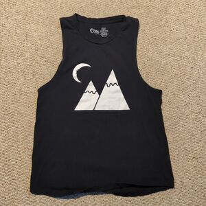 Zyia Active Tank Top Large Black Mountain Moon Sleeveless Workout Gym Athletic